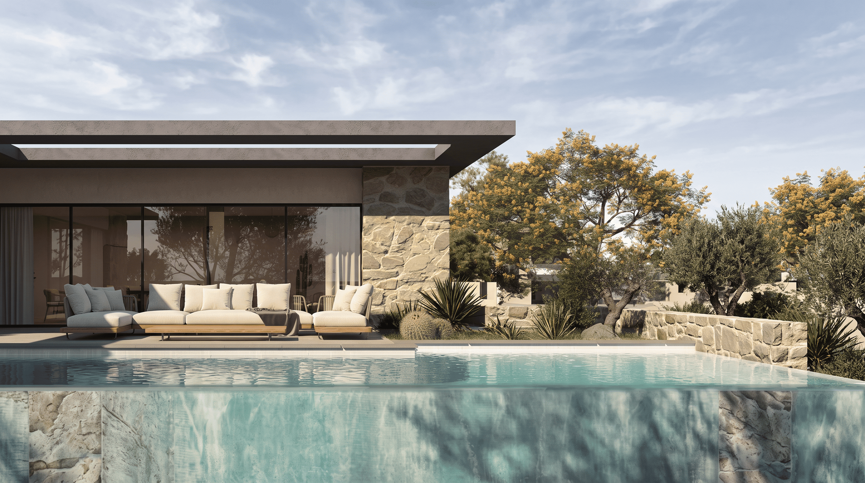 A landscaped compound in Egypt, houses set among gardens and water